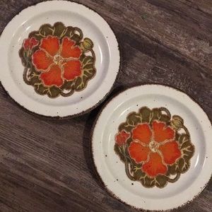 Vintage Floral Dinner Plates - Orange and Cream